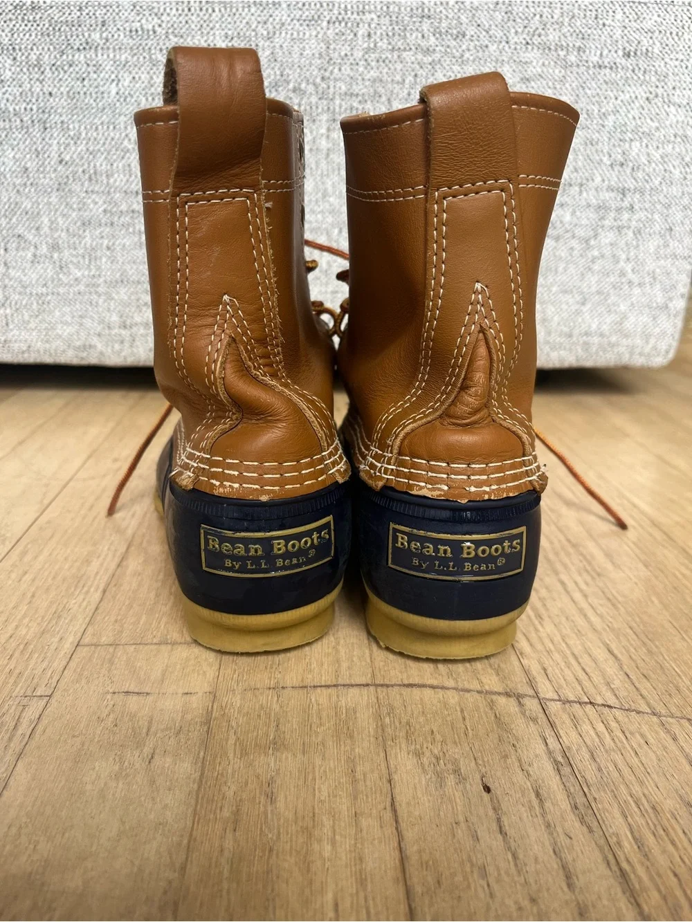L.L. Bean Two-Tone Brown and Navy Waterproof Duck Boots